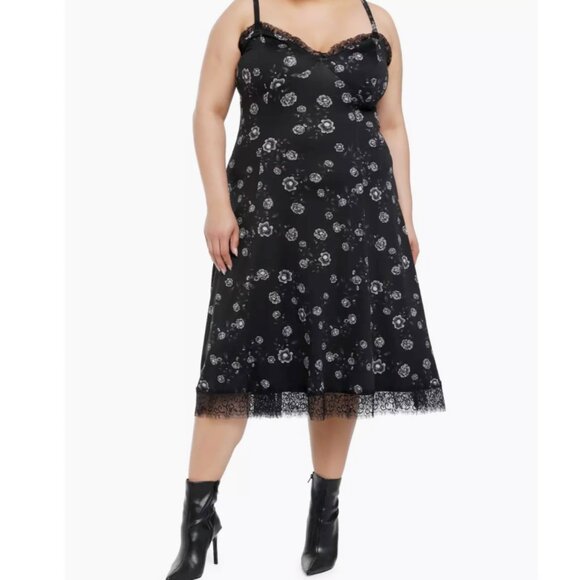 NWT Hot Topic 2 Cosmic Aura Skull Rose Midi Slip Dress 2X 18 20 - Picture 3 of 11